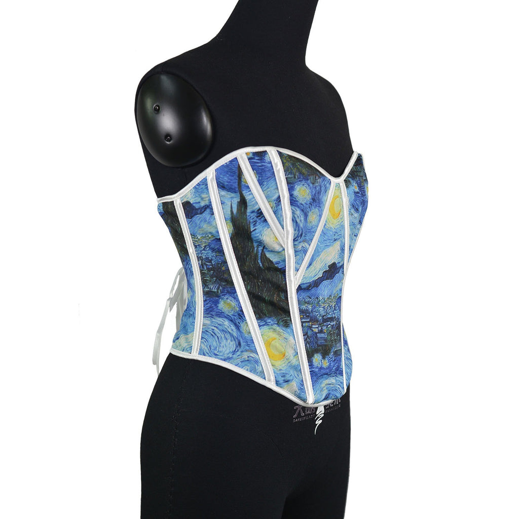 Sun and moon print European and American women fishbone corset women corset court French style