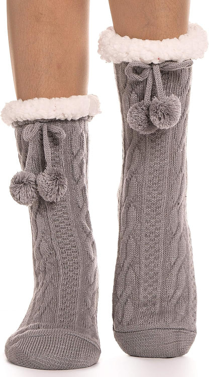 ANTSNAG Womens Slipper Socks Fuzzy Fluffy Cabin Cozy Winter Thick Warm Comfy Fleece Soft Grips Christmas Socks