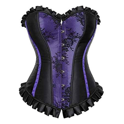 Grebrafan Womens Corsets Floral Lace Overlay Corset Bustier Top