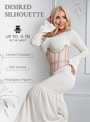 Mesh Corset Waist Trainer for Women - Underbust Corset Lace Up - Waist Cincher Shapewear - Body Shaper