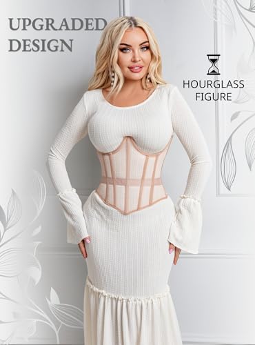 Mesh Corset Waist Trainer for Women - Underbust Corset Lace Up - Waist Cincher Shapewear - Body Shaper