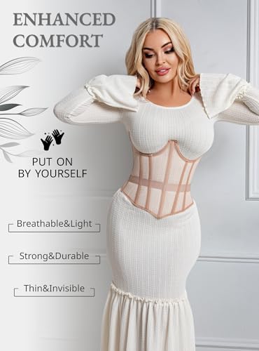 Mesh Corset Waist Trainer for Women - Underbust Corset Lace Up - Waist Cincher Shapewear - Body Shaper