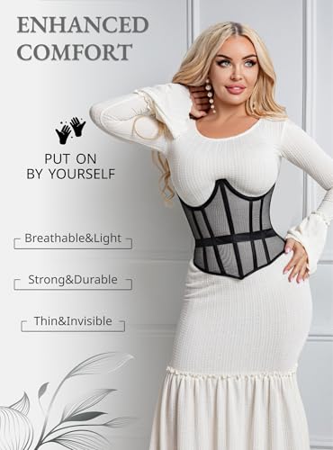 Mesh Corset Waist Trainer for Women - Underbust Corset Lace Up - Waist Cincher Shapewear - Body Shaper