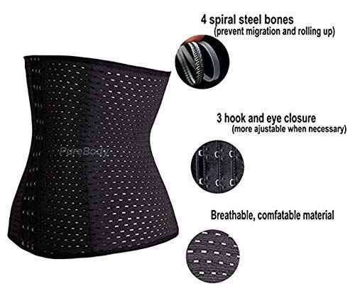 PureBody Waist Trainer – Women's Shapewear – Instantly Reduces Your Waist Size Giving You an Hourglass Figure…