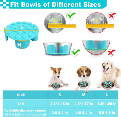 Slow Feeder Dog Bowls Insert, Soft Silicone Slow Eating Puppy Food Bowl for Small Medium Large Breed Dogs,Perfect with Stainless Steel Plastic Glass Ceramic Dog Bowls Pet's Supplies |