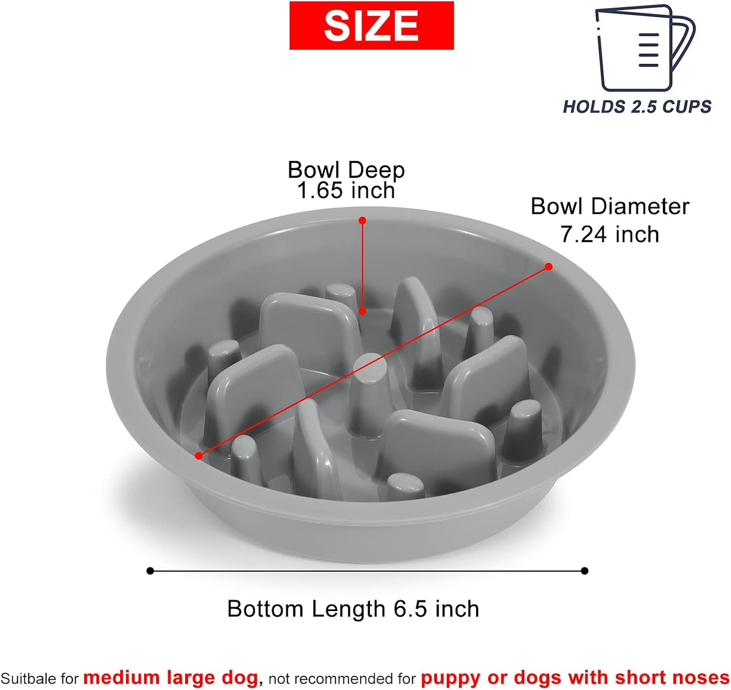 Dog Bowl Slow Feeder - Fun Maze Puzzle, Bpa-Free Plastic, Promotes Healthy Eating, Fits Elevated Feeders, Non-Slip, Suitable for All Food Types, 600Ml Pet's Supplies |