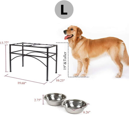 Elevated Dog Bowls Raised Pet Feeder Cat Food & Water Diner Stand Set W/ 2 Removable Stainless Steel Bowls (2 Quarts/13.77" in Height) Pet's Supplies |