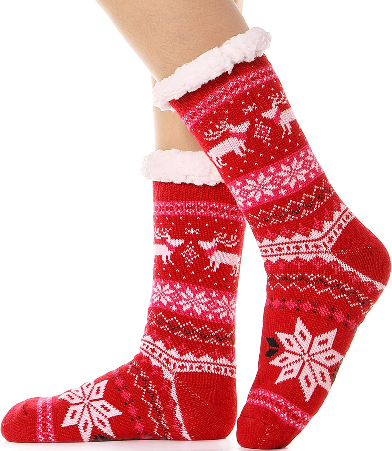 ANTSNAG Womens Slipper Socks Fuzzy Fluffy Cabin Cozy Winter Thick Warm Comfy Fleece Soft Grips Christmas Socks