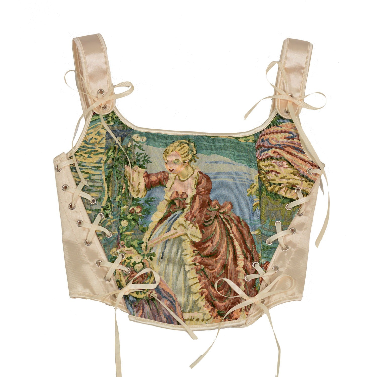 Woven Oil Painting Fishbone Corset Waistband Retro Corset Outerwear