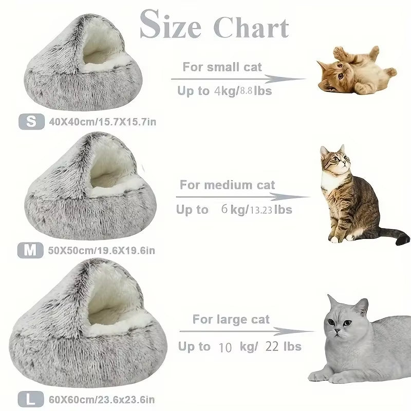 Winter Plush Pet Cat Bed round Cat Cushion Cat House 2 in 1 Warm Cats Basket Pet Sleep Bag Kitten Nest Kennel for Small Dog Cats Pet's Supplies |