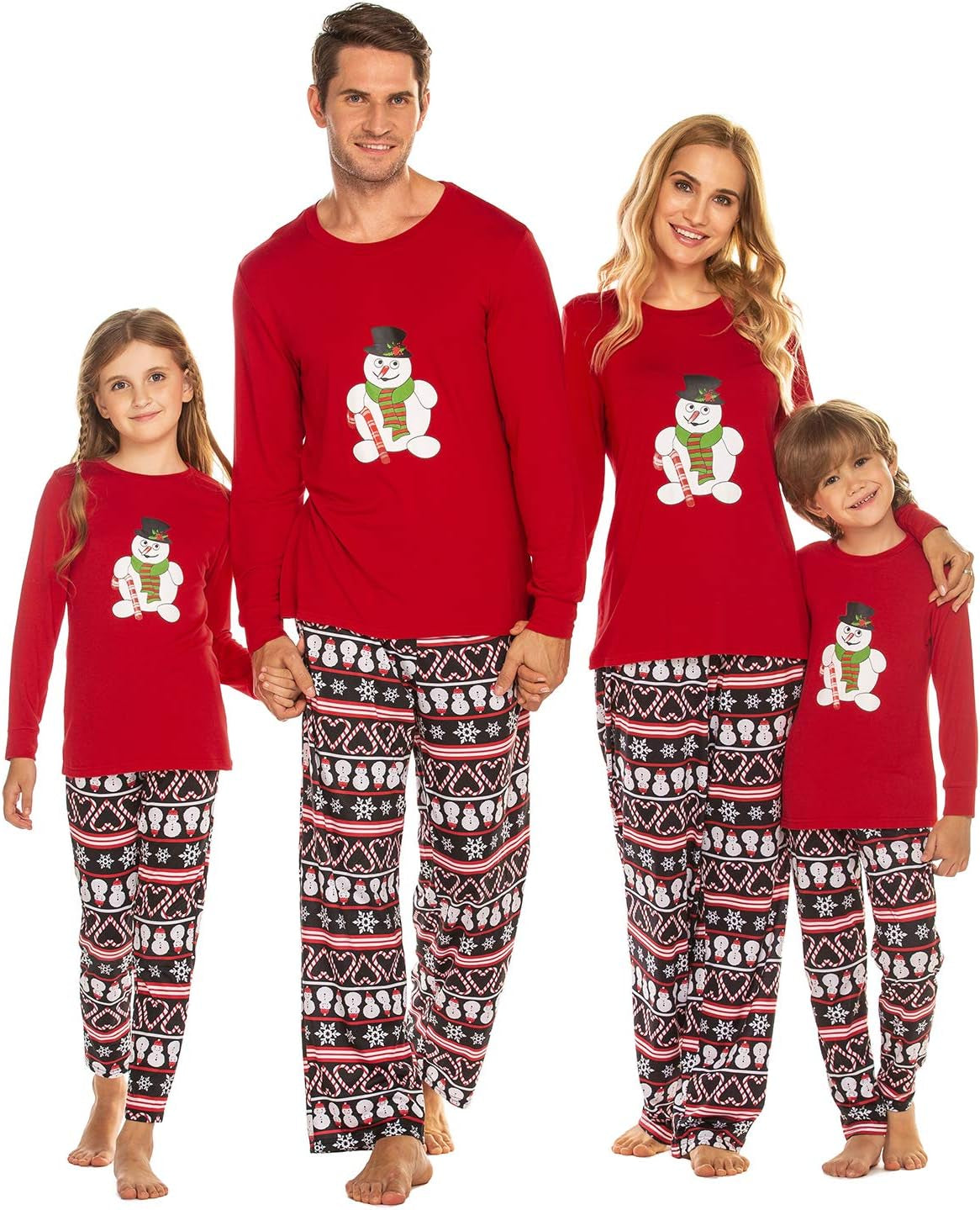 Matching Family Christmas Pajamas Holiday Sleepwear Set Long Sleeve Pullover and Printed Pants S-XXL