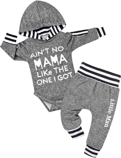 Newborn Baby Boy Clothes Plaid Letter Print Long Sleeve Hoodies + Long Pants 2PCS Fall Winter Outfits Set