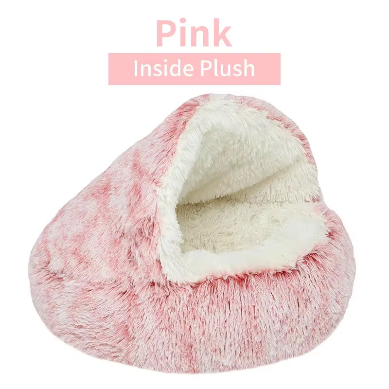 Winter Plush Pet Cat Bed round Cat Cushion Cat House 2 in 1 Warm Cats Basket Pet Sleep Bag Kitten Nest Kennel for Small Dog Cats Pet's Supplies |