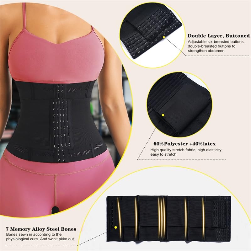 Waist Trainer Shaper for Women Full Body Belly Girdle Shaping Waist Cincher Wrap Belt Tummy Control Shapewear Black