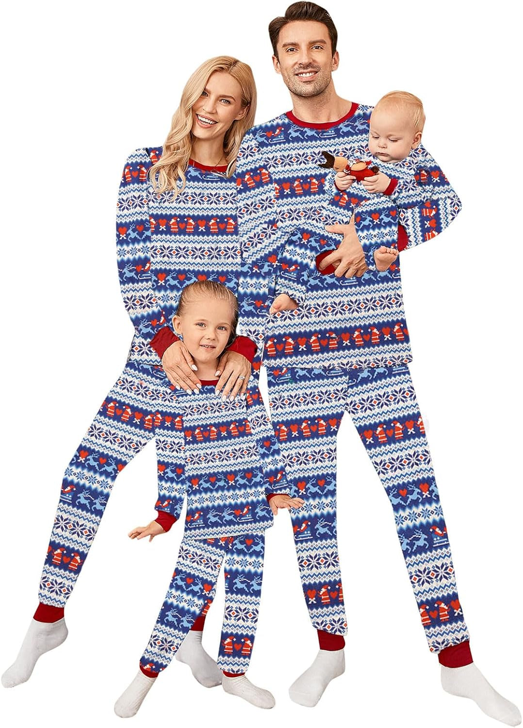 Christmas Pajamas for Family, Matching Family Christmas Pjs Sets Red Elk Tree Printed Top Sleepwear