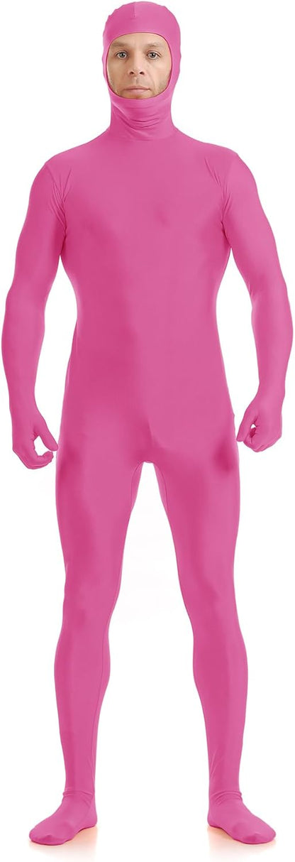 ATHX Men's and Women's Spandex Open Face Bodysuit Costume Adult Stretchy Halloween Cosplay Body Suit Zentai Suit Outfits