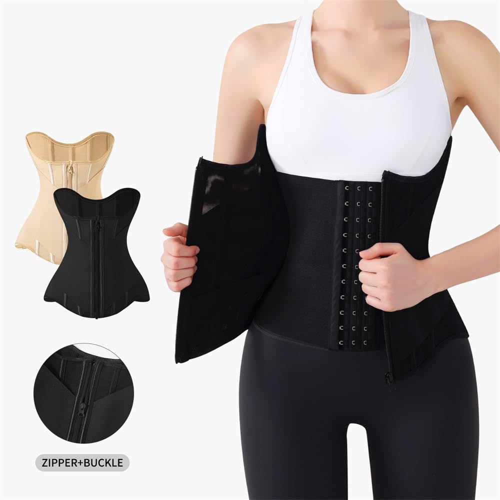 Waist Cincher for Women Shapewear Workout Girdle Tummy Control Shaper Slimming Waist Trainer Corset with Zipper