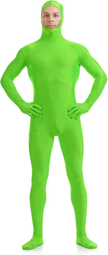 ATHX Men's and Women's Spandex Open Face Bodysuit Costume Adult Stretchy Halloween Cosplay Body Suit Zentai Suit Outfits