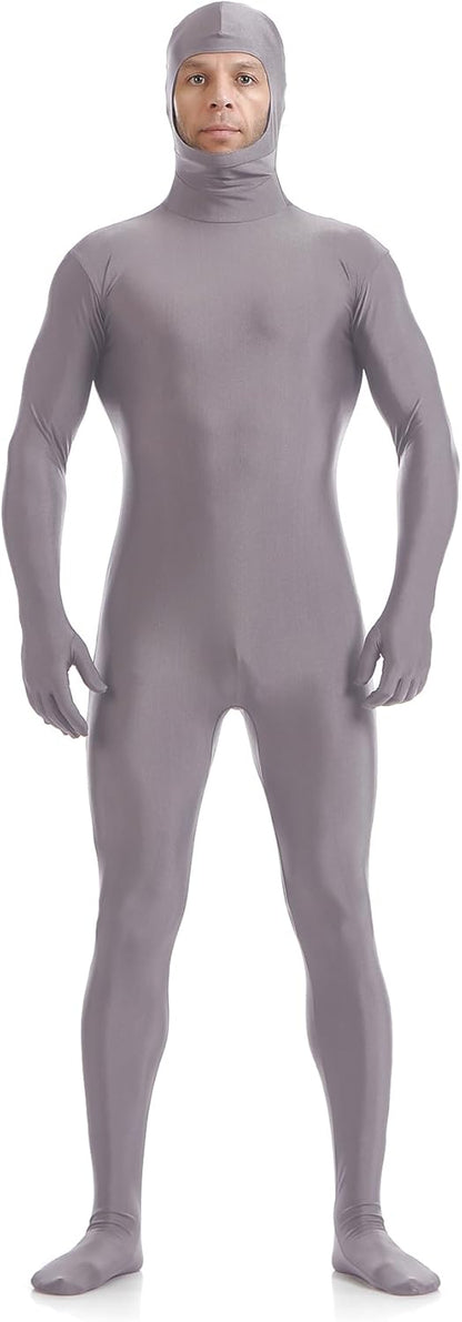 ATHX Men's and Women's Spandex Open Face Bodysuit Costume Adult Stretchy Halloween Cosplay Body Suit Zentai Suit Outfits