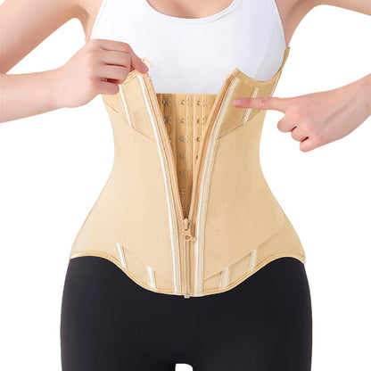 Waist Cincher for Women Shapewear Workout Girdle Tummy Control Shaper Slimming Waist Trainer Corset with Zipper