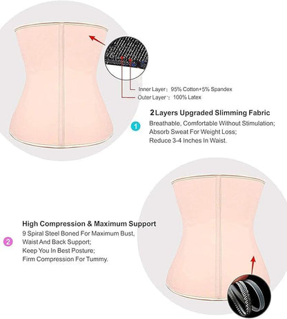 YIANNA Waist Trainer for Women Latex Underbust Waist Cincher Corset Sport Girdle Hourglass Body Shaper