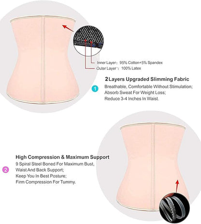 YIANNA Waist Trainer for Women Latex Underbust Waist Cincher Corset Sport Girdle Hourglass Body Shaper