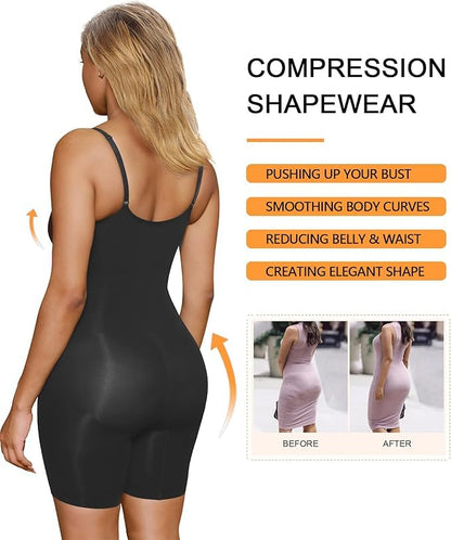 SHAPERX Women's Shapewear Bodysuit Tummy Control Body Shaper Seamless Sculpting Snatched Waist Body Suit
