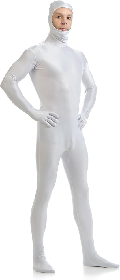 ATHX Men's and Women's Spandex Open Face Bodysuit Costume Adult Stretchy Halloween Cosplay Body Suit Zentai Suit Outfits