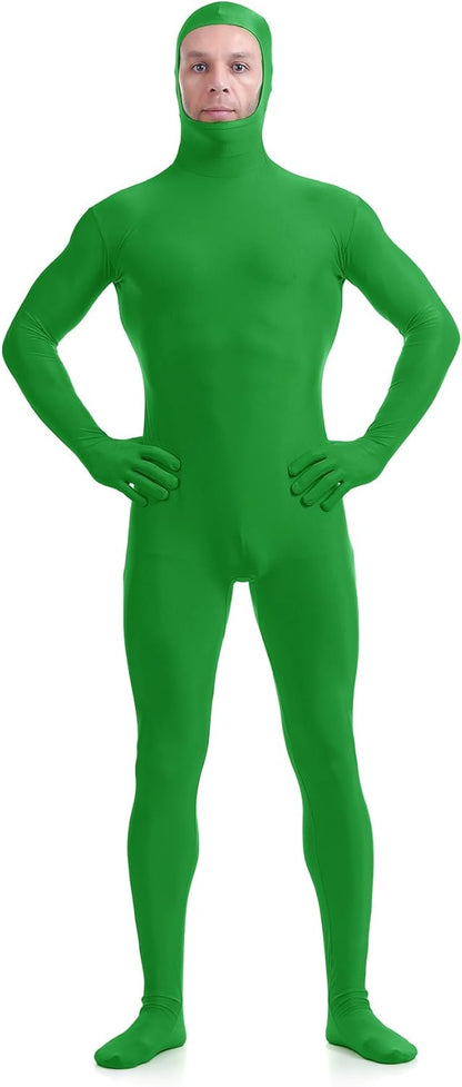 ATHX Men's and Women's Spandex Open Face Bodysuit Costume Adult Stretchy Halloween Cosplay Body Suit Zentai Suit Outfits