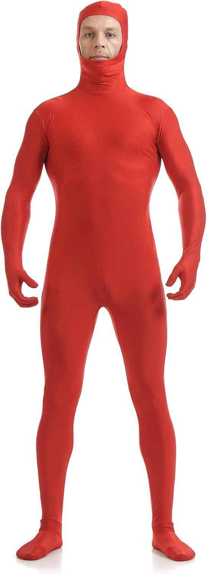 ATHX Men's and Women's Spandex Open Face Bodysuit Costume Adult Stretchy Halloween Cosplay Body Suit Zentai Suit Outfits
