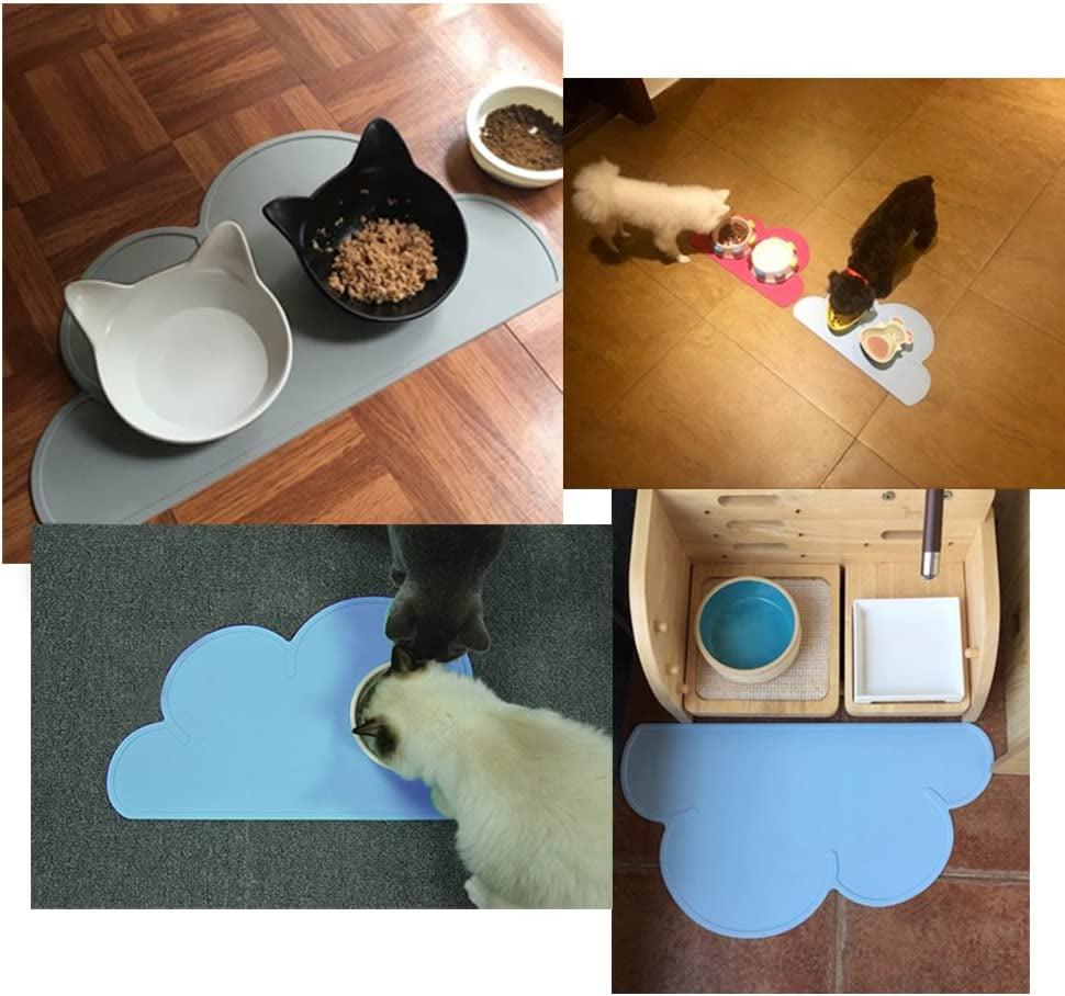 Pet Food Mats–Dog Cat Feeding Mat Top Grade Cloud Silicone Pad Anti-Slip Waterproof Anti-Slip Bowl Placemat (Blue) Pet's Supplies |