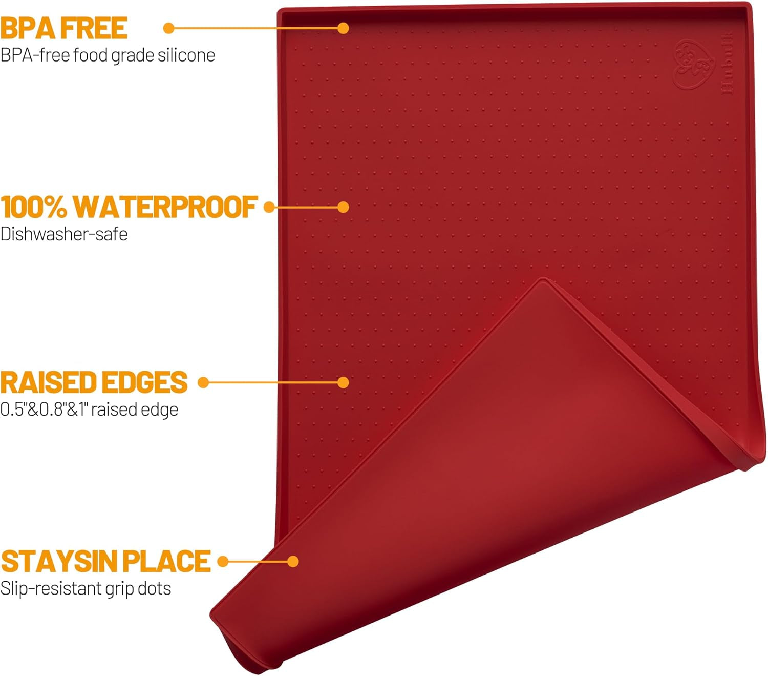 Dog Feeding Mat,100% Waterproof BPA Free Silicone Pet Food and Water Bowl Placemat,Dishwasher, High Raised Edge to Prevent Spills,Nonslip Tray to Stop Messes on Floor (19"X12"X0.5", Red) Pet's Supplies |