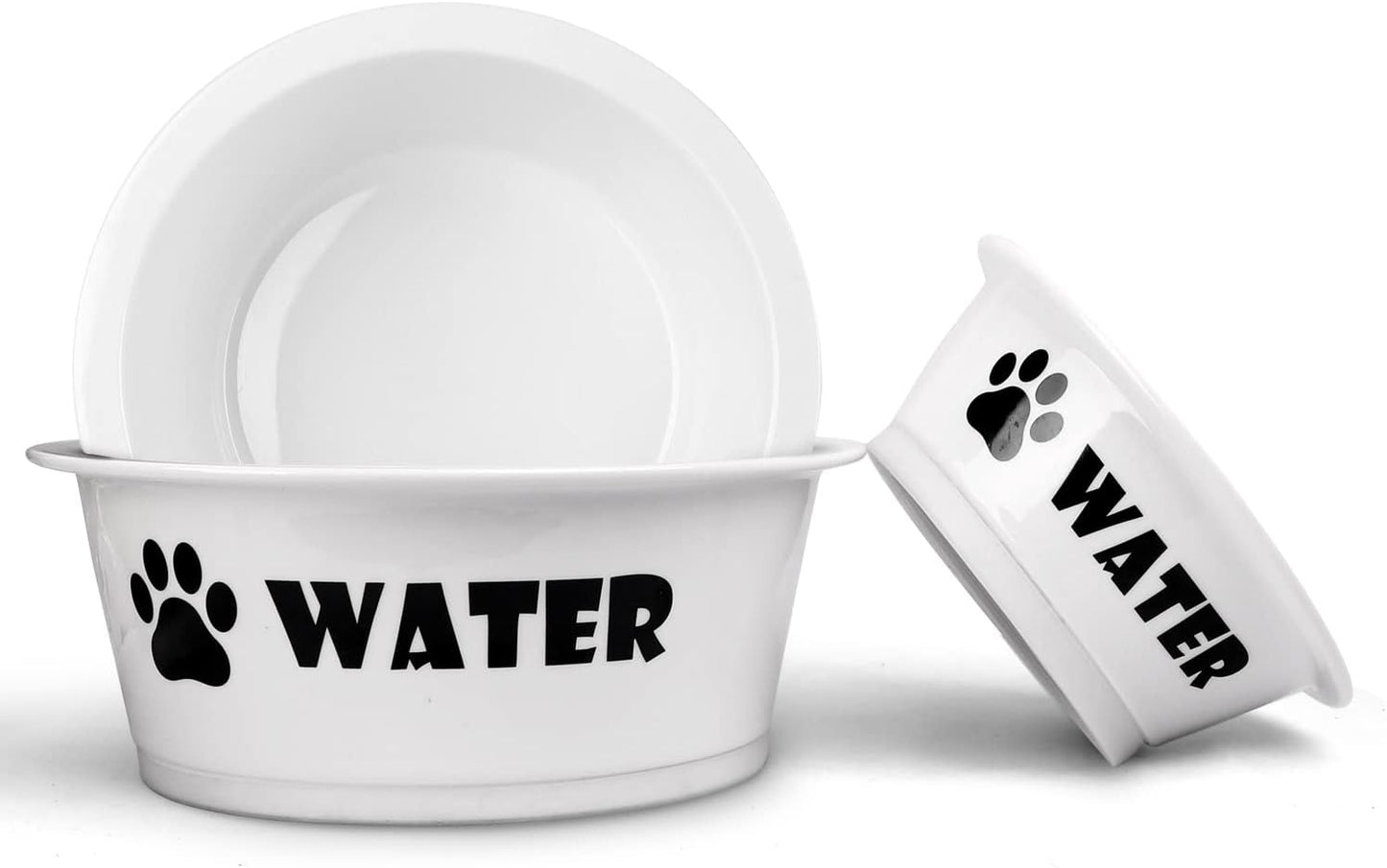 Set of 2 Ceramic Dog Cat Bowl Set, Pet Porcelain Food and Water Feeder Dish Bowls with anti Slip Band, Dishwasher and Microwave Safe (Small)