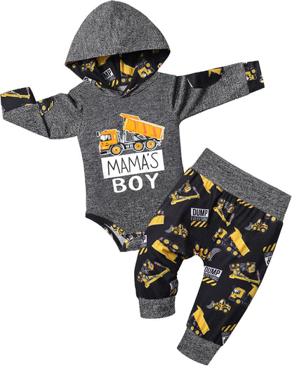 Newborn Baby Boy Clothes Plaid Letter Print Long Sleeve Hoodies + Long Pants 2PCS Fall Winter Outfits Set