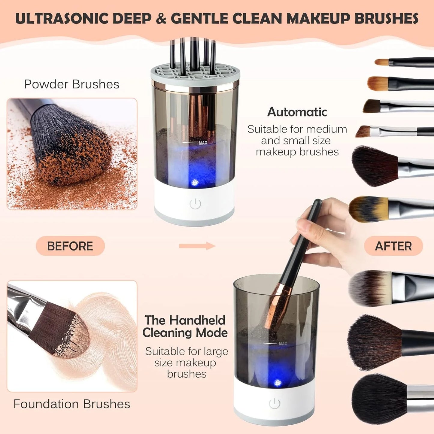 Electric , Cosmetic Brush Cleaner for Deep Cleaning All Types of Brushes, Birthday Christmas Gift for Women Wife Friend Pet's Supplies |