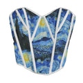 Sun and moon print European and American women fishbone corset women corset court French style