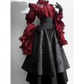 Halloween Gothic Lolita Shirt Corset Skirt Set with Princess Sleeves, Elegant and Lavish Two-Piece Outfit for Women