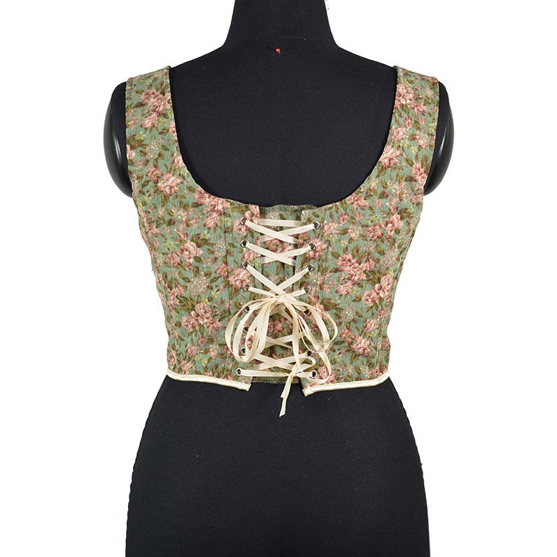 Corduroy European and American outerwear fishbone corset women corset court French style
