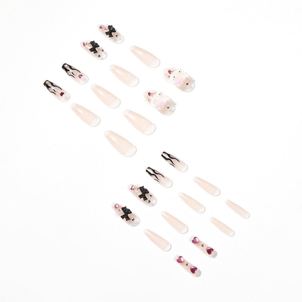 Girl Black Flame Y2K Style Wearing Nail Products Nail Patch Nail Patch Removable Nail Piece Fake Nail