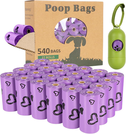 Biodegradable Dog Waste Bags - 720 Extra Thick, Leak-Proof Bags with Dispenser in Assorted Colors (Green, Blue, Yellow, Pink) - Scented