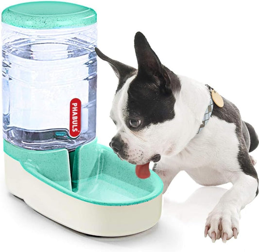 Dog Water Dispenser 1 Gallon Pet Water Dispenser Automatic Cat Feeder Large Capacity for Small and Medium Sized Pets（Green Water）