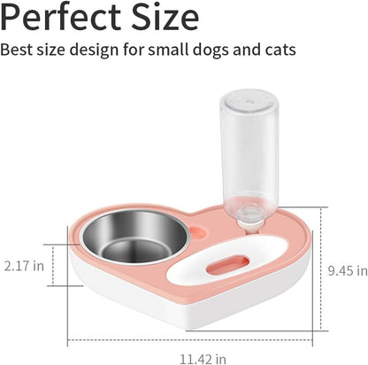 Automatic Pet Feeder 2-In-1 Cat Feeding Dispenser Detachable Dog Water Bottle and Food Bowl Heart Shaped (Grey) Pet's Supplies |