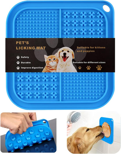 Lick Mat for Dogs with Suction Cups,Dog Food Licking Mat,Slow Feeder Dog Bowls for Boredom& Anxiety Reducer,Lick Pad for Dog & Cat Slow Feeders,Help Pets for Bathing,Nail Trimming,Grooming