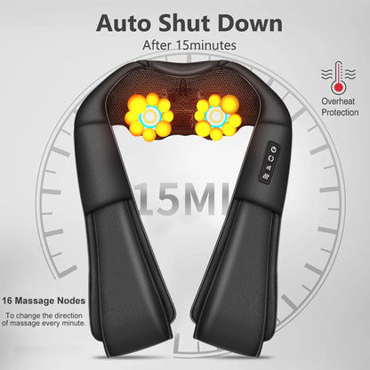 Shiatsu Neck and Back Massager with Soothing Heat,  Electric Deep Tissue 3D Kneading Massage Pillow for Shoulder, Leg, Body Muscle Pain Relief, Home, Office, and Car Use