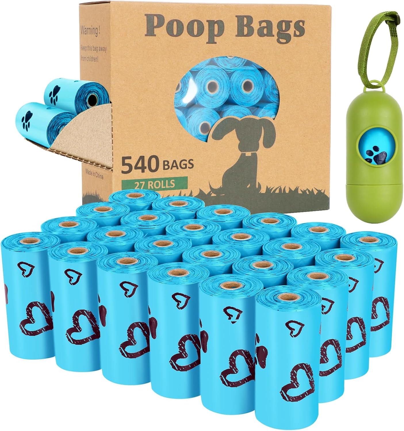 Biodegradable Dog Waste Bags - 720 Extra Thick, Leak-Proof Bags with Dispenser in Assorted Colors (Green, Blue, Yellow, Pink) - Scented