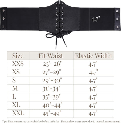 WHIPPY Women's Lace-up Corset Elastic Waist Belt, Tied Waspie Wide Belt for Women Halloween Costume