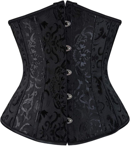 Kranchungel Underbust Corsets for Women Black Corset Top Waist Trainer Fashion Bustier Plus Size Corset