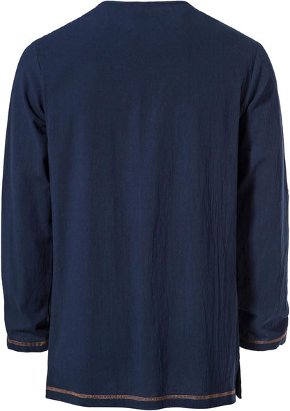 Men's Pure Cotton Vintage Lace Up Shirts for Pirate Renaissance Viking Medieval Costume Without Belt