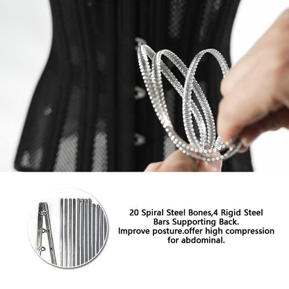 Women Heavy Spiral 26 Steel Boned Underbust Corset Satin Heavy Duty Waist Training Shaper Cincher