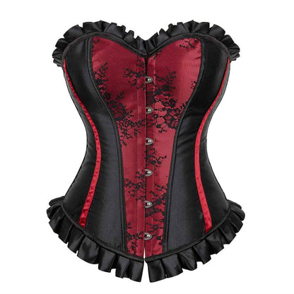 Grebrafan Womens Corsets Floral Lace Overlay Corset Bustier Top
